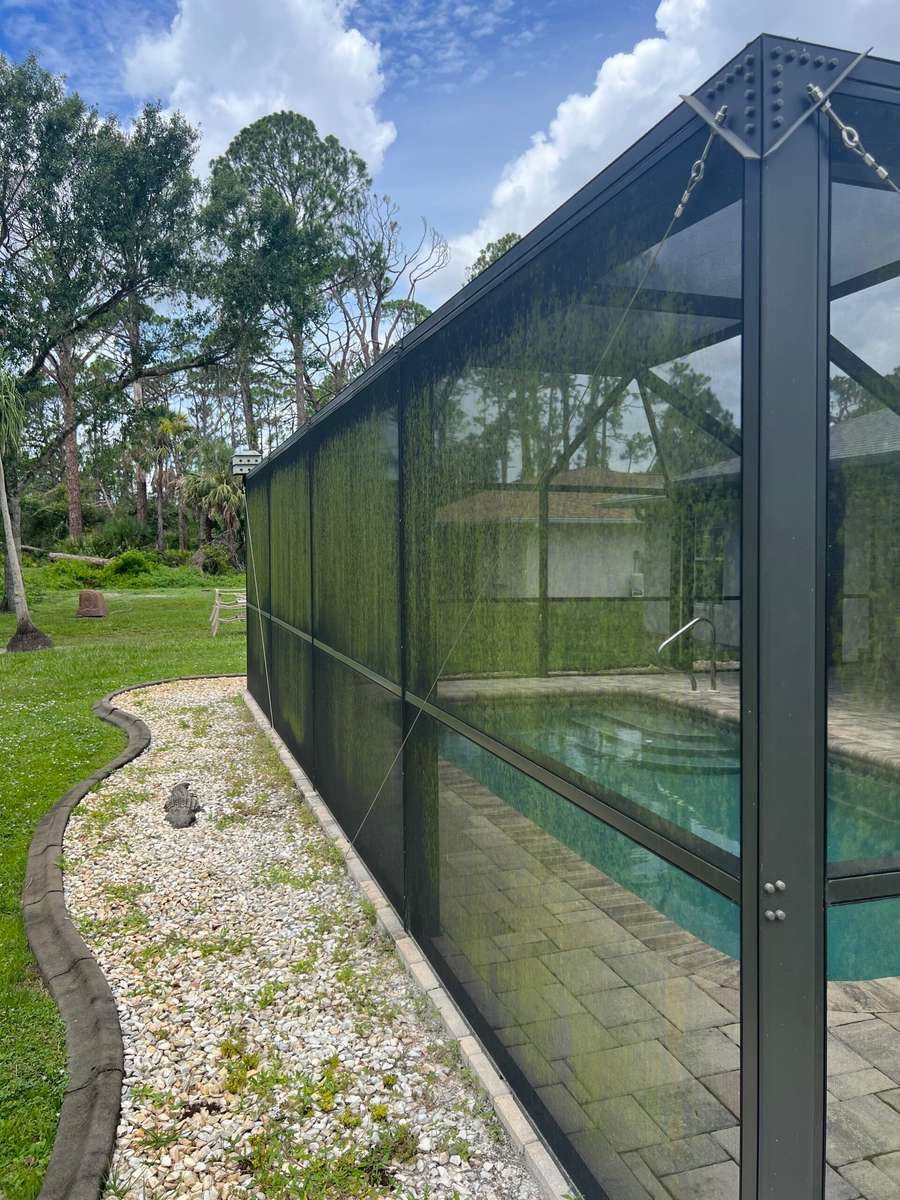 Pool Cage Cleaning before...
